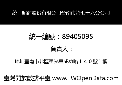 統一超商股份有限公司台南巿第七十六分公司
