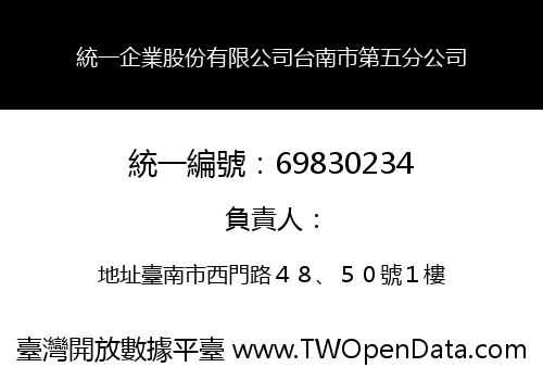 統一企業股份有限公司台南市第五分公司