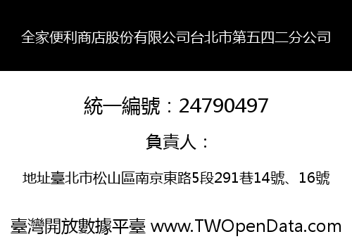 全家便利商店股份有限公司台北市第五四二分公司