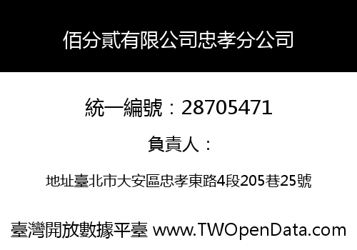 佰分貳有限公司忠孝分公司