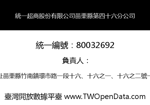 統一超商股份有限公司苗栗縣第四十六分公司