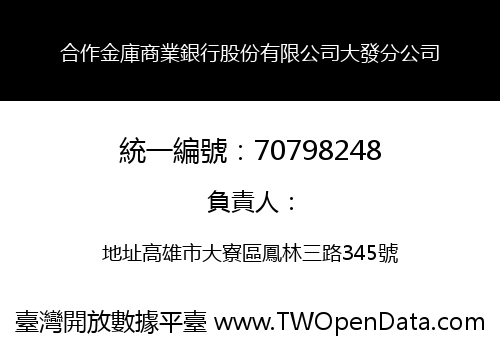 合作金庫商業銀行股份有限公司大發分公司