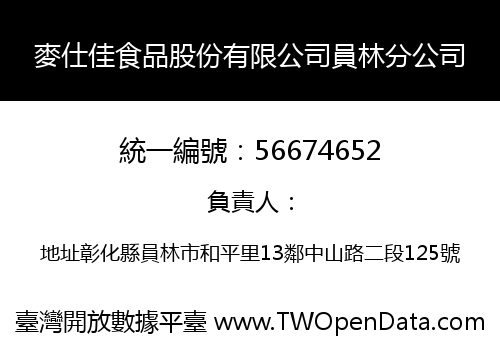 麥仕佳食品股份有限公司員林分公司