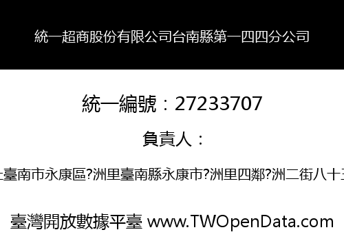 統一超商股份有限公司台南縣第一四四分公司