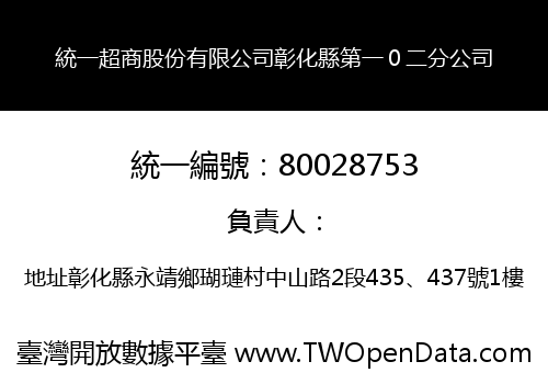 統一超商股份有限公司彰化縣第一０二分公司