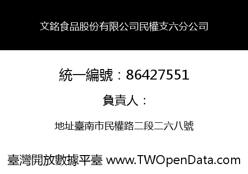 文銘食品股份有限公司民權支六分公司