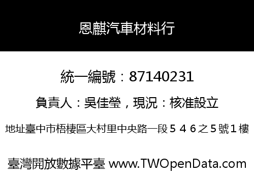 恩麒汽車材料行