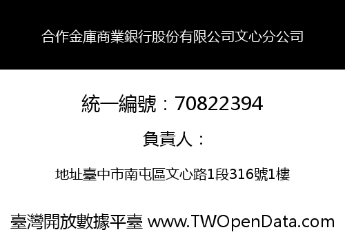 合作金庫商業銀行股份有限公司文心分公司