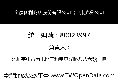 全家便利商店股份有限公司台中東光分公司