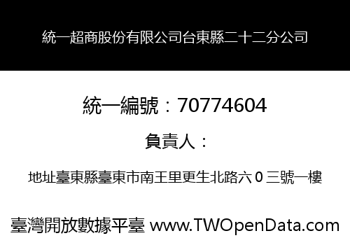 統一超商股份有限公司台東縣二十二分公司