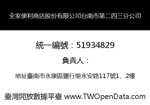 全家便利商店股份有限公司台南市第二四三分公司