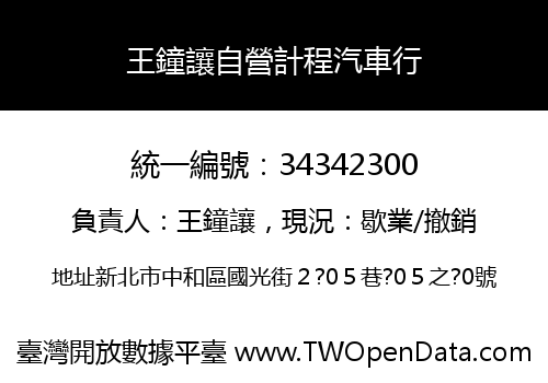 王鐘讓自營計程汽車行