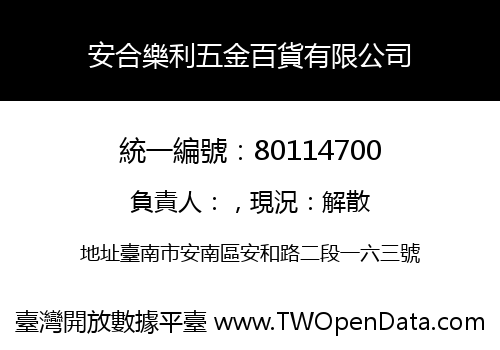 安合樂利五金百貨有限公司