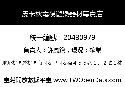 皮卡秋電視遊樂器材專賣店