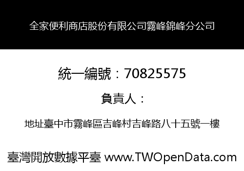 全家便利商店股份有限公司霧峰錦峰分公司