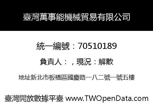 臺灣萬事能機械貿易有限公司