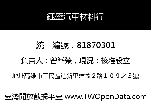 鈺盛汽車材料行