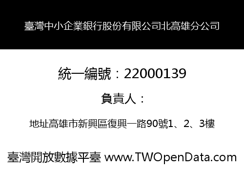 臺灣中小企業銀行股份有限公司北高雄分公司