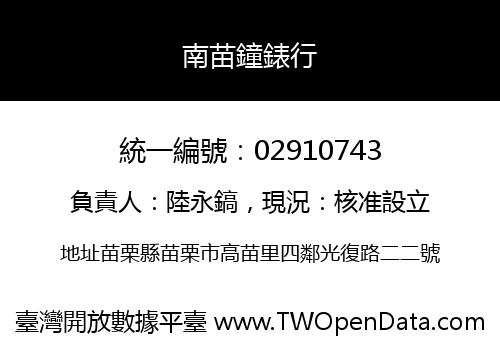 南苗鐘錶行