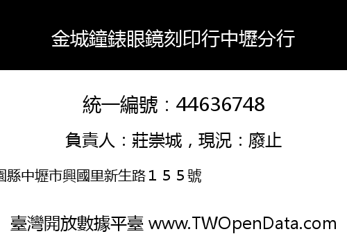 金城鐘錶眼鏡刻印行中壢分行