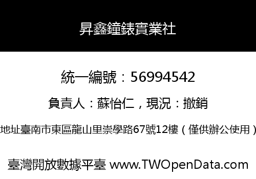 昇鑫鐘錶實業社