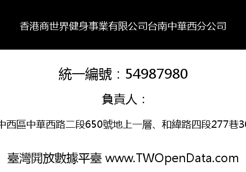 香港商世界健身事業有限公司台南中華西分公司