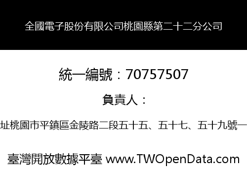 全國電子股份有限公司桃園縣第二十二分公司