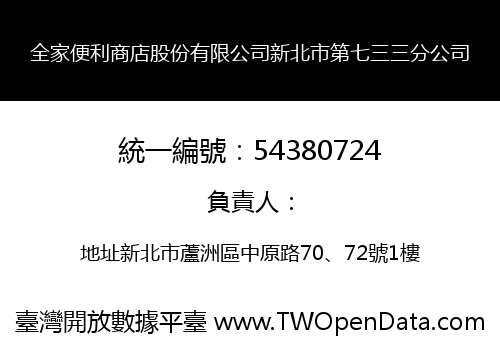 全家便利商店股份有限公司新北市第七三三分公司
