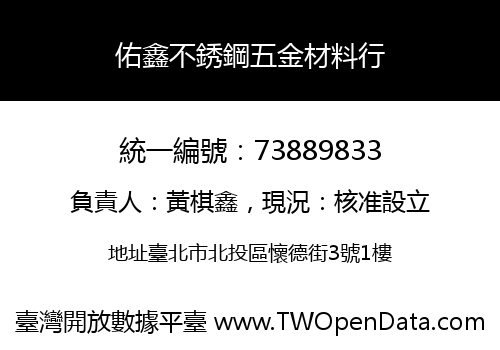 佑鑫不銹鋼五金材料行
