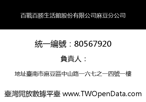 百戰百勝生活館股份有限公司麻豆分公司