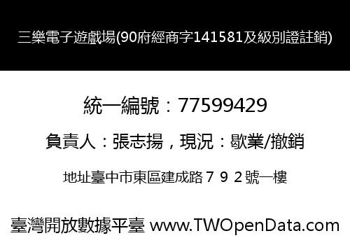 三樂電子遊戲場(90府經商字141581及級別證註銷)