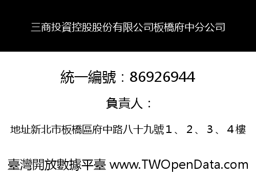 三商投資控股股份有限公司板橋府中分公司
