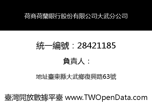 荷商荷蘭銀行股份有限公司大武分公司