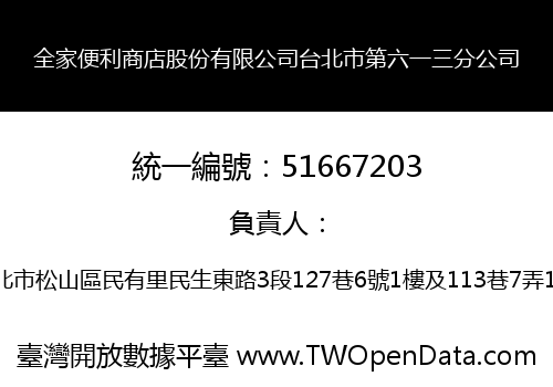 全家便利商店股份有限公司台北市第六一三分公司