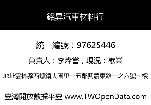銘昇汽車材料行