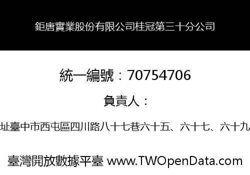鉅唐實業股份有限公司桂冠第三十分公司