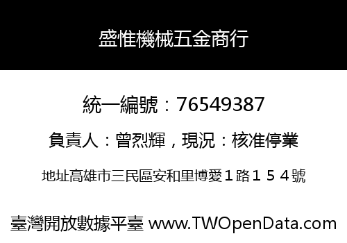 盛惟機械五金商行