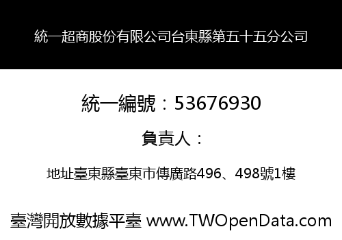 統一超商股份有限公司台東縣第五十五分公司