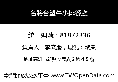 名將台塑牛小排餐廳