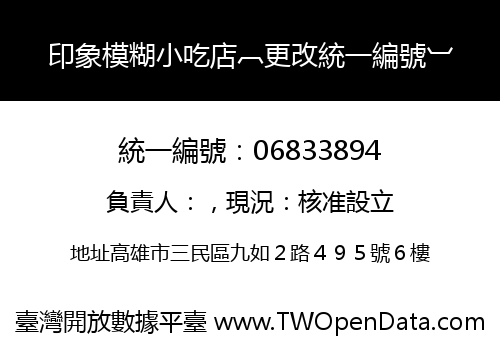 印象模糊小吃店︹更改統一編號︺