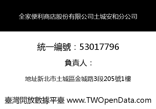 全家便利商店股份有限公司土城安和分公司