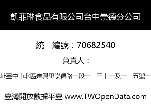 凱菲琳食品有限公司台中崇德分公司