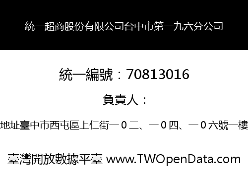 統一超商股份有限公司台中市第一九六分公司