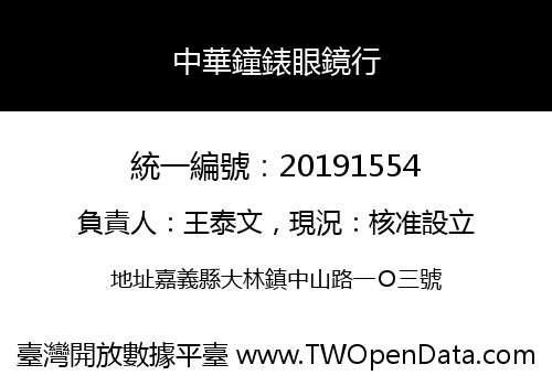中華鐘錶眼鏡行