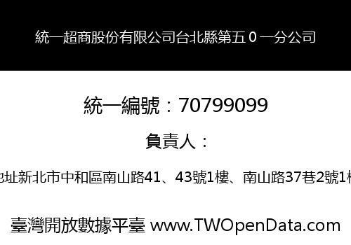 統一超商股份有限公司台北縣第五０一分公司