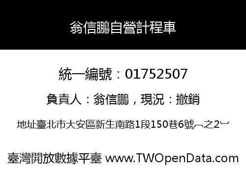 翁信鵬自營計程車