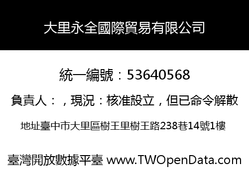 大里永全國際貿易有限公司
