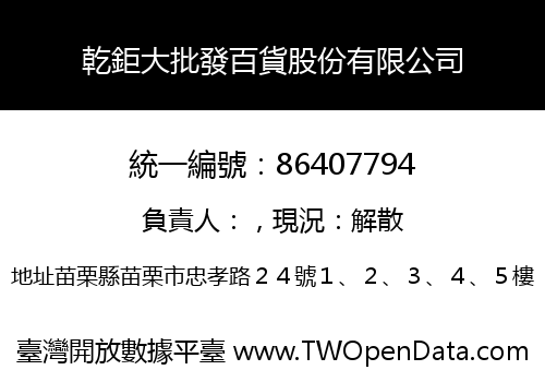 乾鉅大批發百貨股份有限公司