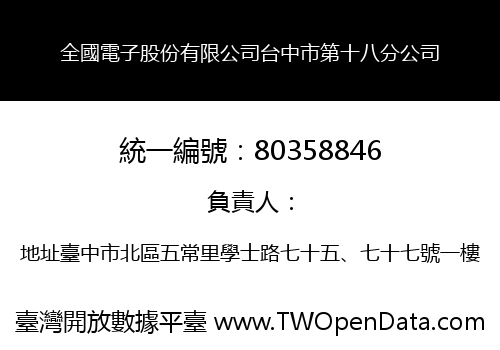 全國電子股份有限公司台中市第十八分公司