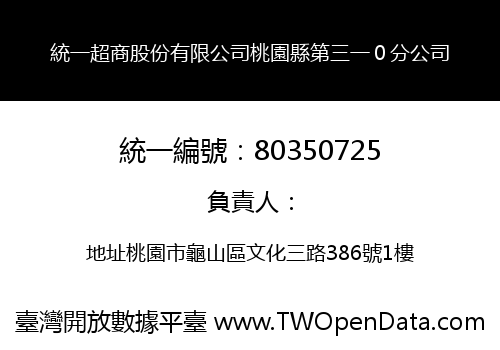 統一超商股份有限公司桃園縣第三一０分公司